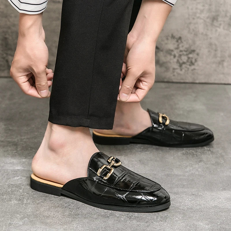 Men’s Patent Leather Mules – British Yuppie Style