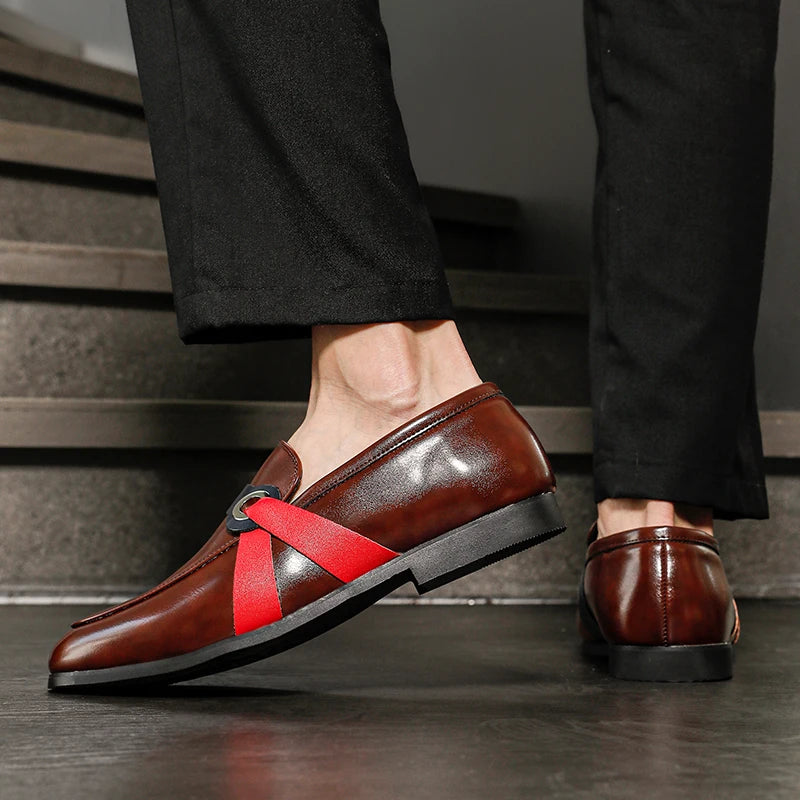 Men's Brown Loafers Men's Classic Business Dress Shoes Comfortable Slip-On Oxford Shoes for Office Wedding Plus Size 40-46