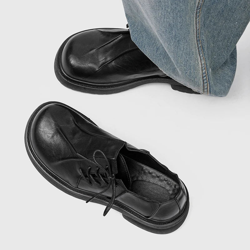 Derby thick soled men's leather shoes Fashion designer styles Party and Work Daily leisure and business Adult suit shoes 38-46