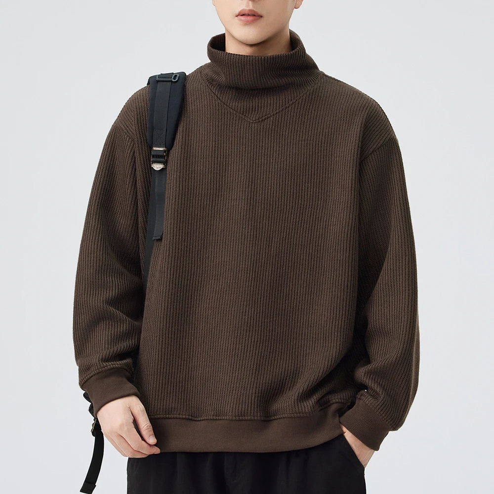Men Loose Casual Stand Collar Pullover Sweatshirts Man Streetwear Fashion Cityboy Sweatshirts Couple Hoodie Coat