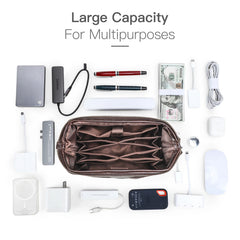 CONTACT'S Genuine Leather Cable Organizer Bags for Men Travel Cable Clutch Bag Portable Electronics Pouch Men's Bag Handbag Male