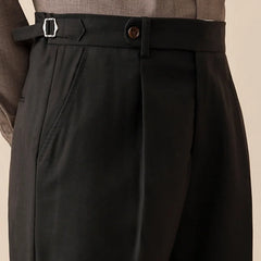 Italian Mens Wool Formal Pant Pantalones Hombre Dress Ankle Pants Men British High Waist Straight Pants Men Social Trouser