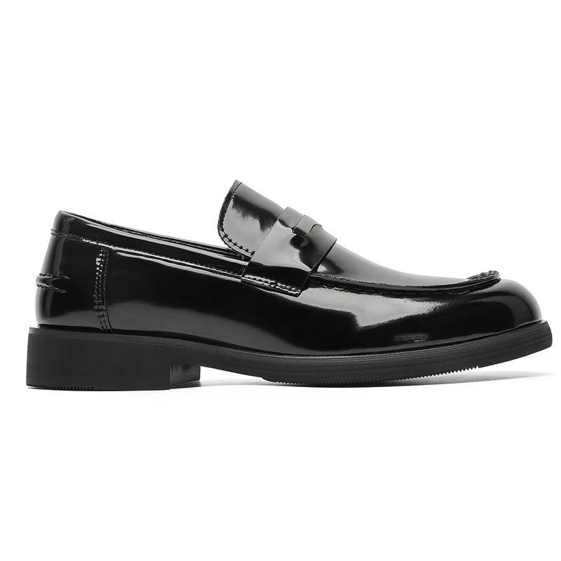men's Black Patent Leather Loafers with Metal Buckle Slip On Formal Shoes Office Work Casual Streetwear Fashion Trainers 2026 Ne