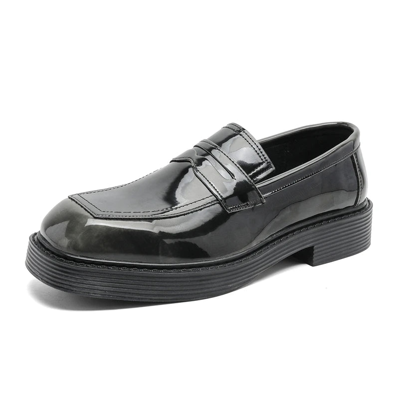 Hight Quality Spring New Classic British Business Casual Style Patent Leather Loafers For Men's Hombre Height Increasing Shoes