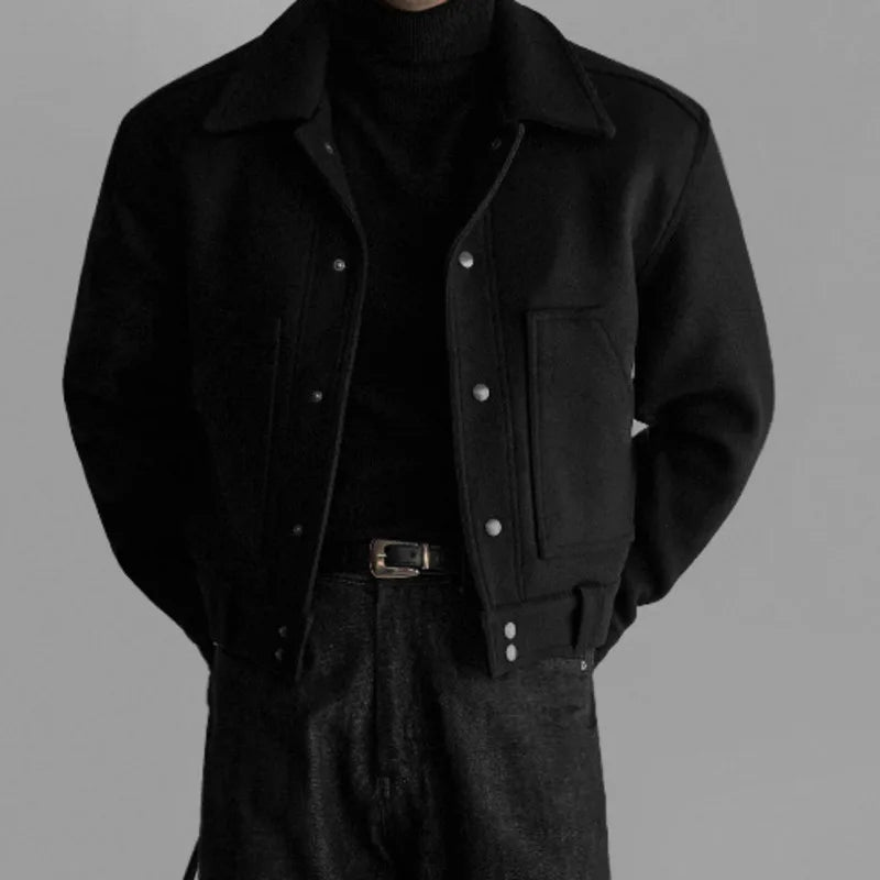 IEFB Retro Minimalist Warm Men's Workwear Wool Jacket Solid Color Turn Down Collar Long Sleeves Coat Winter New Tide 9X2085