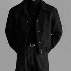IEFB Retro Minimalist Warm Men's Workwear Wool Jacket Solid Color Turn Down Collar Long Sleeves Coat Winter New Tide 9X2085