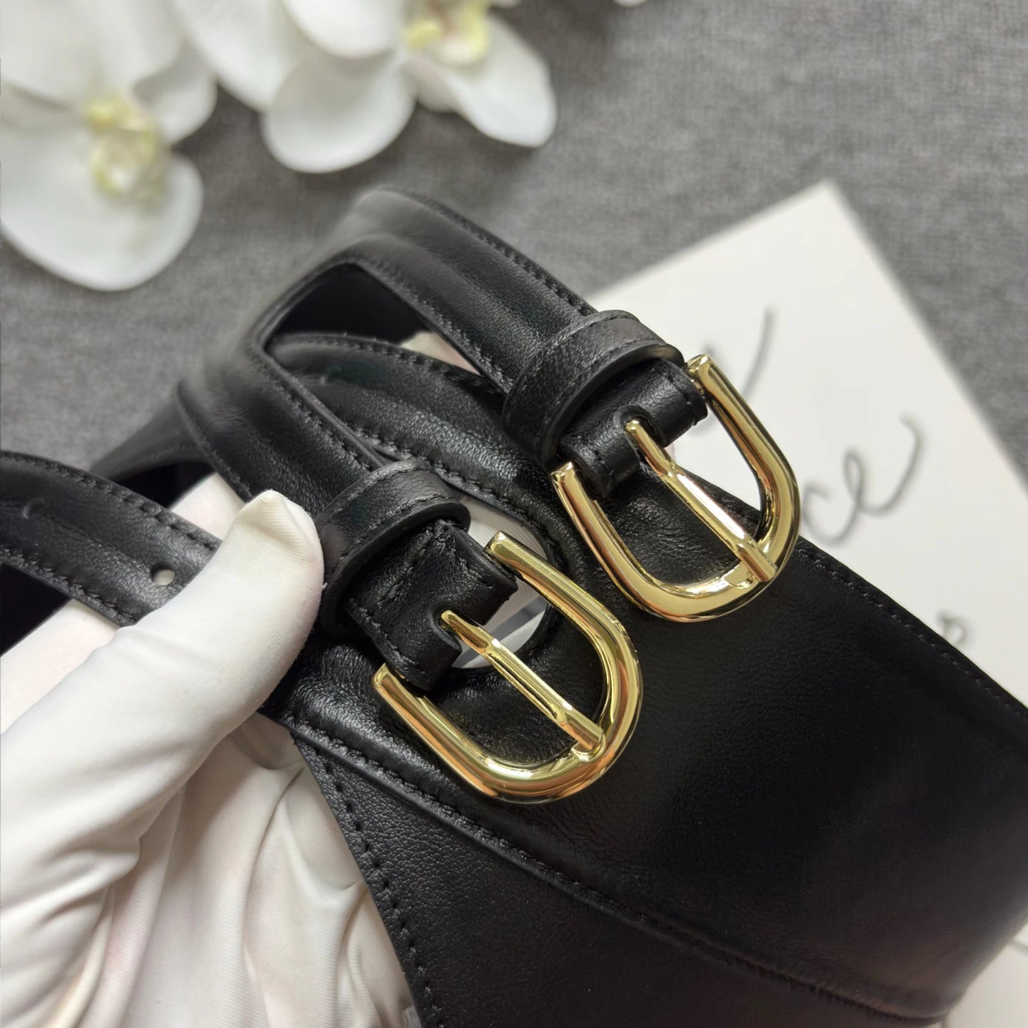 Double needle buckle super wide waist belt in soft sheepskin