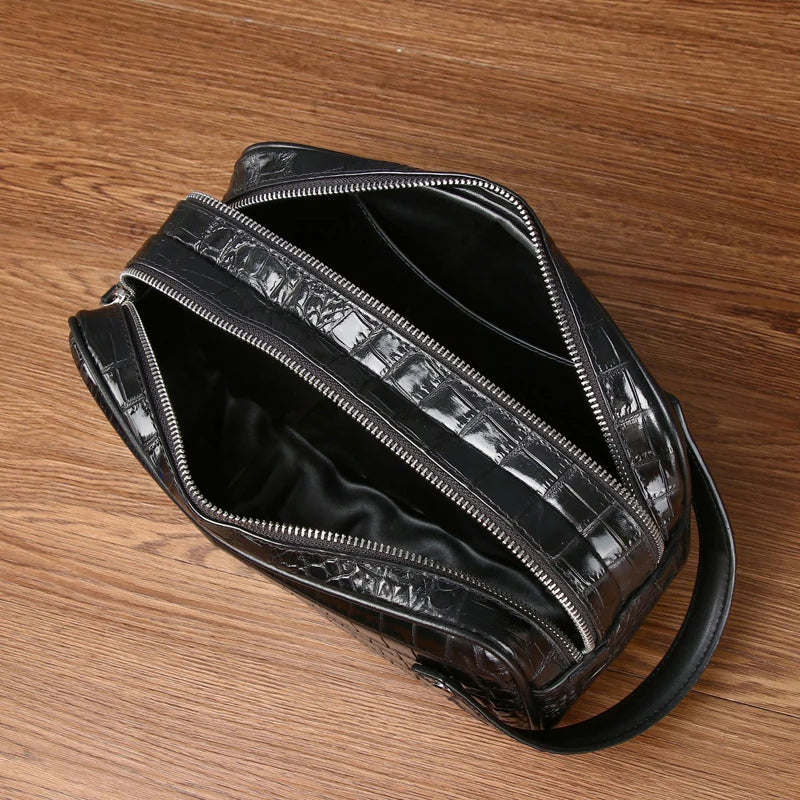 Genuine Leather alligator pattern large capacity men's briefcase bag Real cowhide bag fashion men's bag Clutch bag