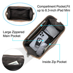 Genuine Leather Toiletry Bag Men Cosmetic Bag Travel Man Woman Wash Bag Storage Bags Handbag For Make Up Dopp Kit Male