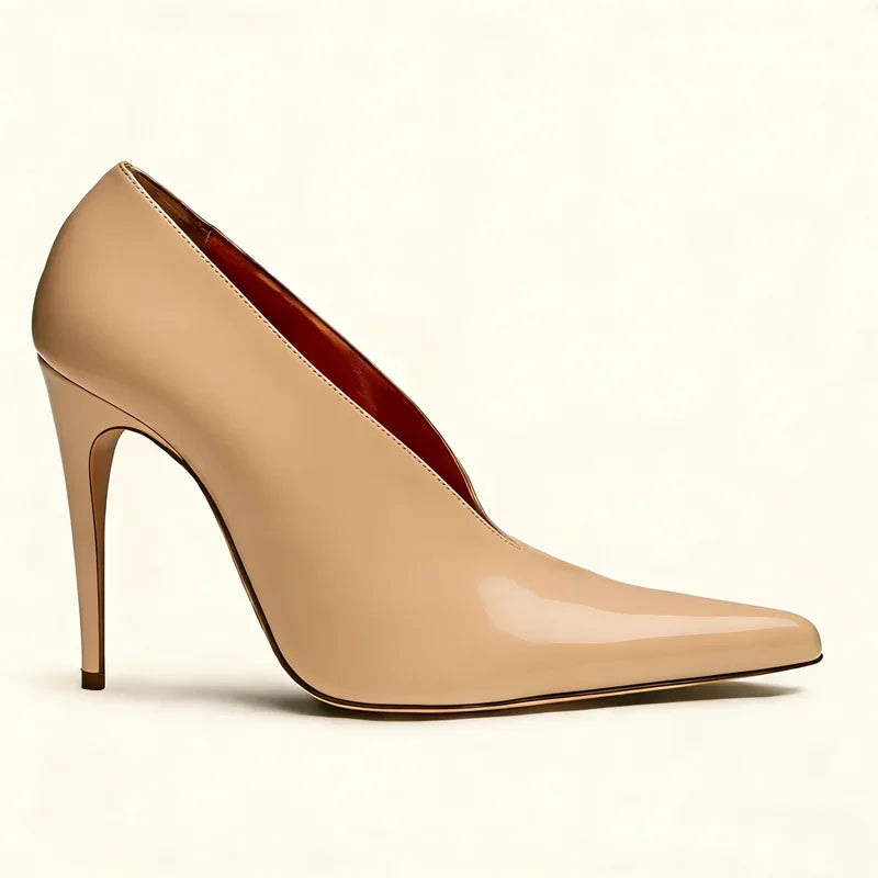 Pointed toe stiletto pump in zebra print suede