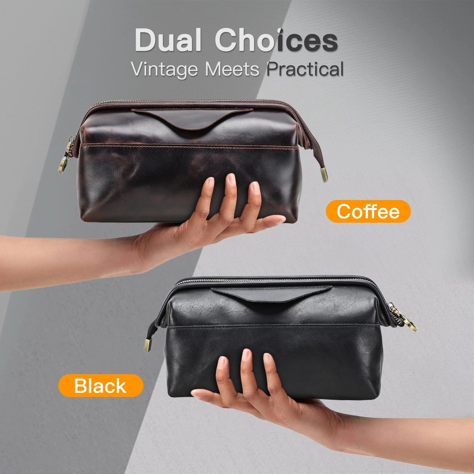 CONTACT'S Genuine Leather Cable Organizer Bags for Men Travel Cable Clutch Bag Portable Electronics Pouch Men's Bag Handbag Male