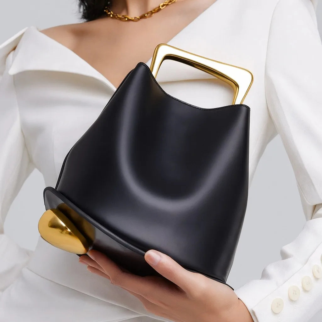 Irregular bucket bag in PU leather