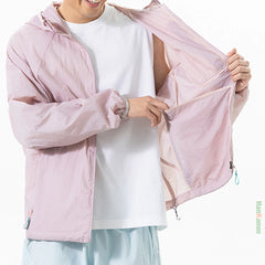 Men's Outdoor UPF50+ Sun Protection Jacket - Summer Lightweight Ice Silk Quick-Dry Anti-UV Breathable Coat Unisex