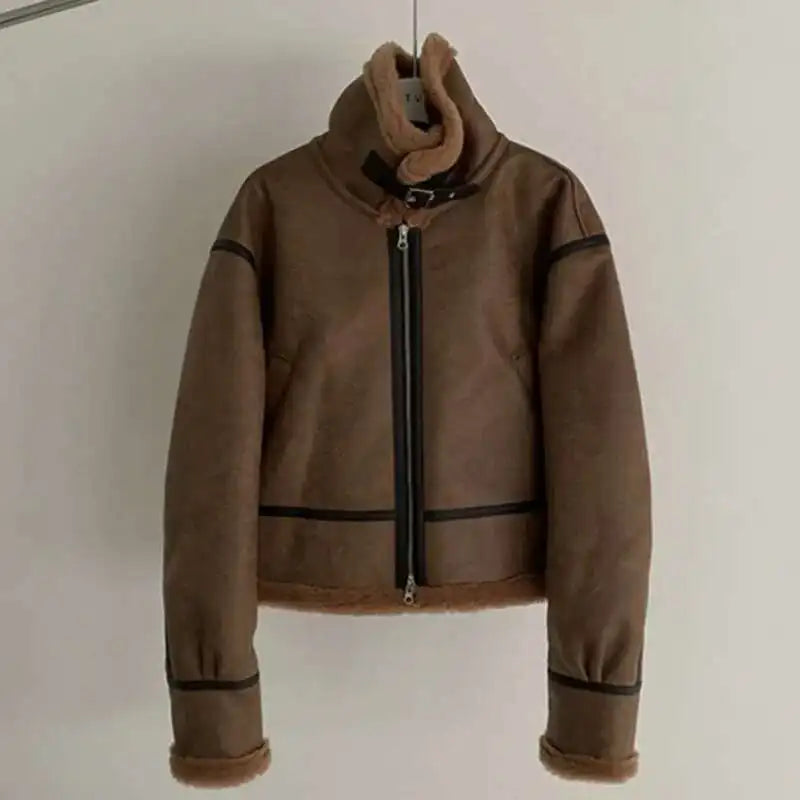 IEFB Leather Cotton Coat For Men's Winter Korean Style Loose Lamb Suede Motorcycle Pu Padded Jacket Trend Male Spring New 9C3184