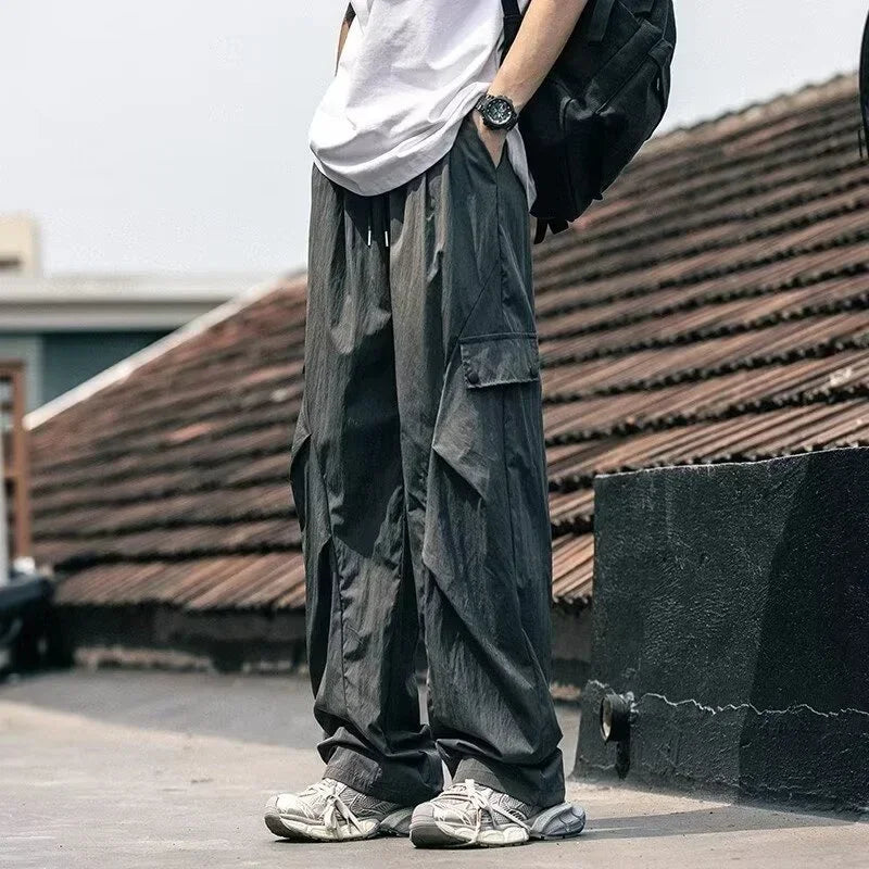 2026 New Men's Techwear Cargo Pants Hip Hop Fashion Straight Wide Leg Trousers Male Summer Y2K Streetwear Baggy Gym Sweatpants
