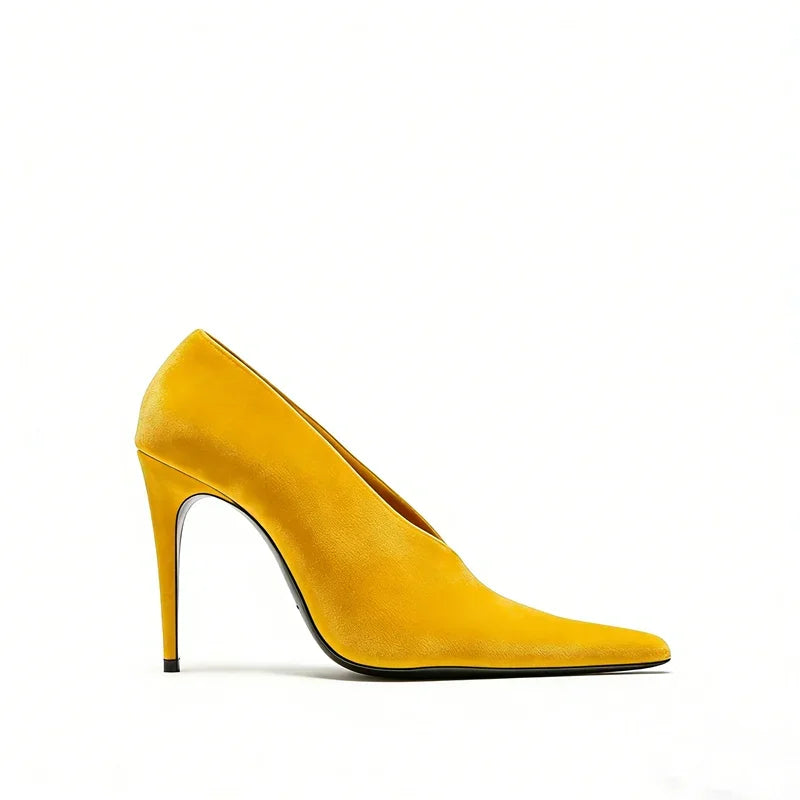 Pointed toe stiletto pump in zebra print suede