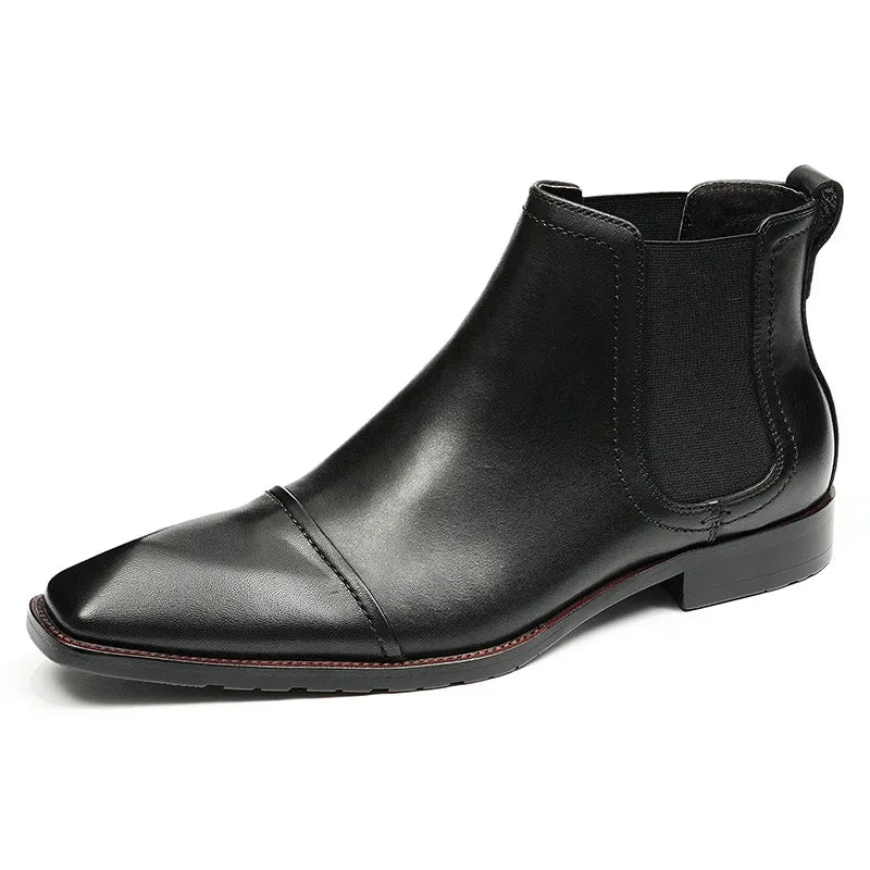 Vintage Italian Mens Chelsea Boots Luxury Genuine Leather Handmade 2024 Designer Fashion Autumn Slip on Business Shoes Boots Man