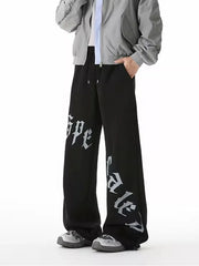 Spring Goth Letter Printed Baggy Straight Leg Trousers For Man Hip Hop Fashion Cotton Sports Pants Y2K Vintage Pantalones Hombre