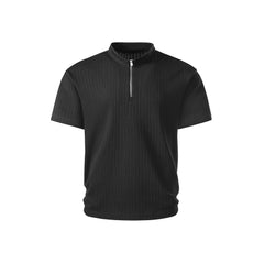 Henry Collar Slim Fit Knitted Short Sleeve T Shirt Men Summer Fashion Semi-zipper Stand Collar Loose Casual T-shirt Tops