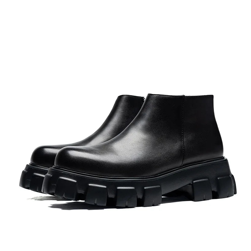 Men's Classic Retro Genuine Leather Chelsea Boots Men Fashion Ankle Boot Mens Casual British Style Short Boot Platform Shoes