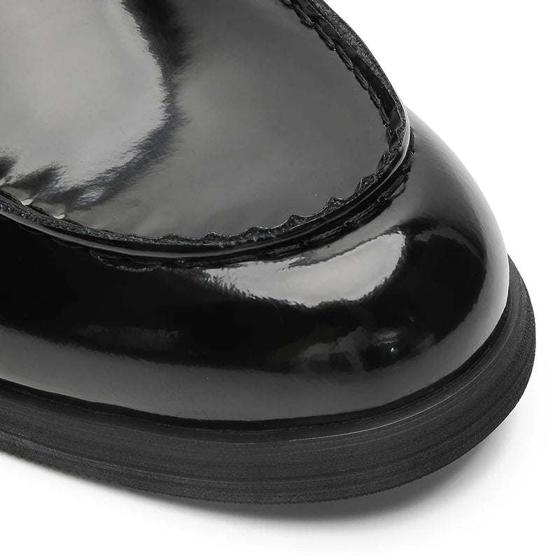 men's Black Patent Leather Loafers with Metal Buckle Slip On Formal Shoes Office Work Casual Streetwear Fashion Trainers 2026 Ne