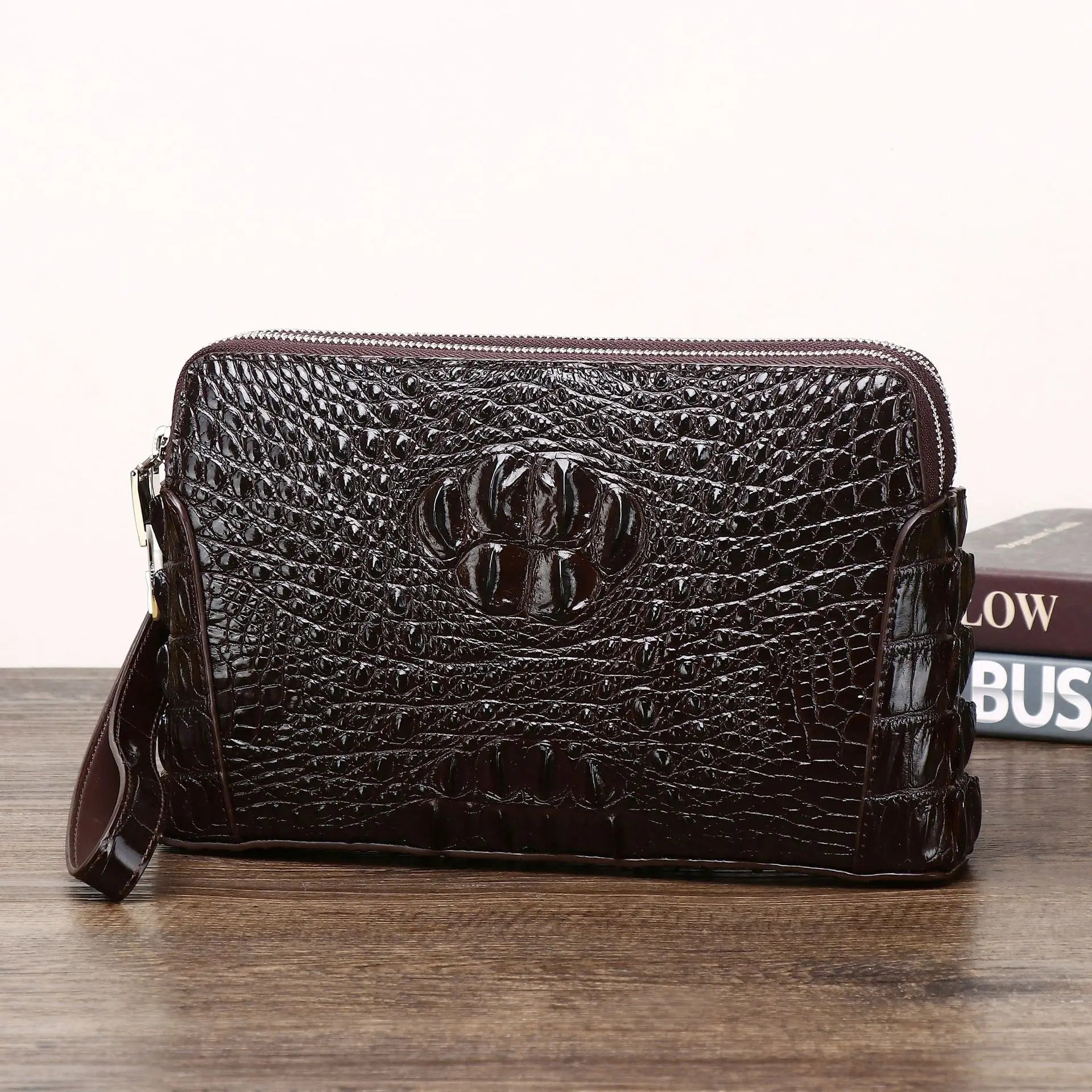 2026 New Men's Crocodile Clutch Bag Briefcase High-quality Real Cowhide Envelope Clutch Bag Large Capacity Men's Bag