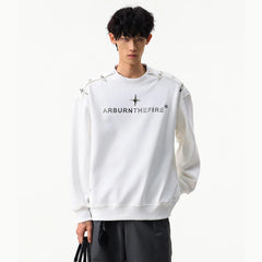 Autumn Rivet Letter Hoodies Men Streetwear Fashion Casual Loose Hip Hop Pullovers Sweatshirts Cityboy Sportwear Tops T Shirt