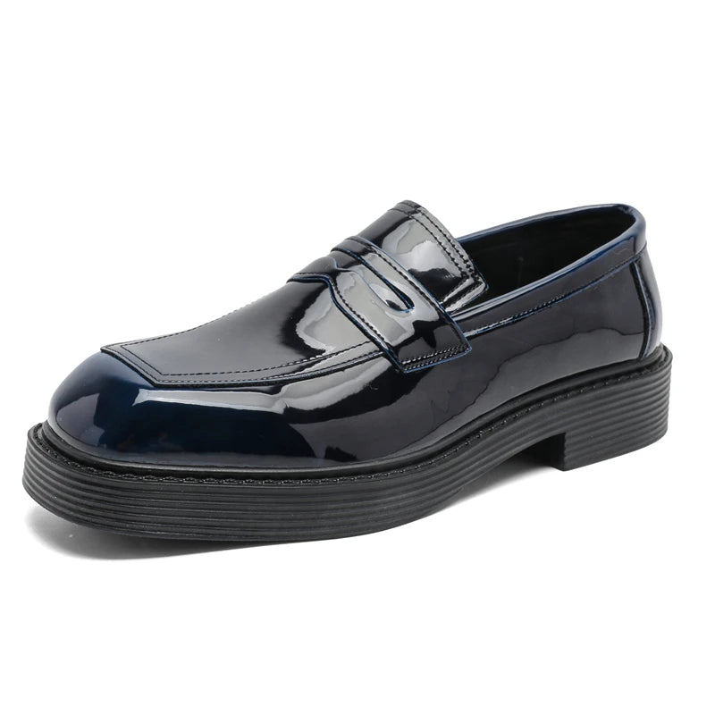 Hight Quality Spring New Classic British Business Casual Style Patent Leather Loafers For Men's Hombre Height Increasing Shoes