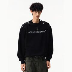 Autumn Rivet Letter Hoodies Men Streetwear Fashion Casual Loose Hip Hop Pullovers Sweatshirts Cityboy Sportwear Tops T Shirt
