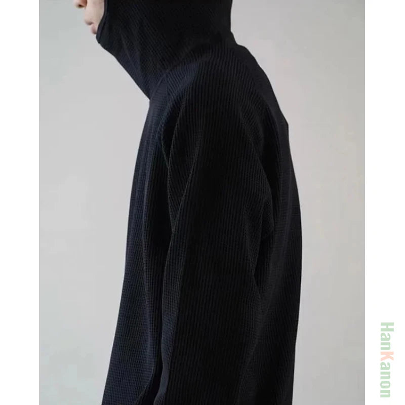 Lightweight Airy Waffle Knit Oversized Hoodie - Warm, Breathable, & Medium Stretch for Fall/Spring (Unisex)