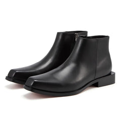 Men Chelsea Boots Genuine Leather Botas Wedding Dress Shoes for Male Formal Business Ankle Boot Winter Warm Black