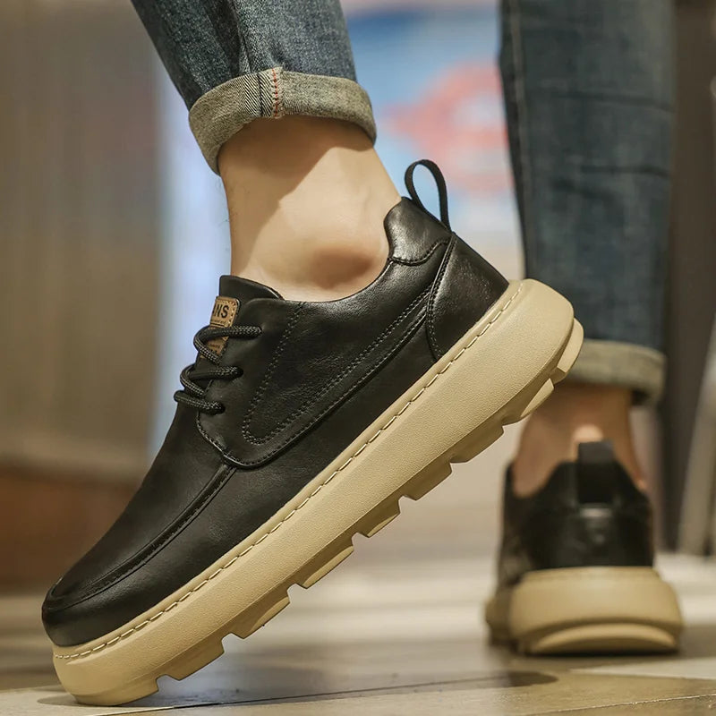 Men Derby Shoes PU Thick Soled Comfortable Anti Slip Versatile Business Leisure Men Shoes