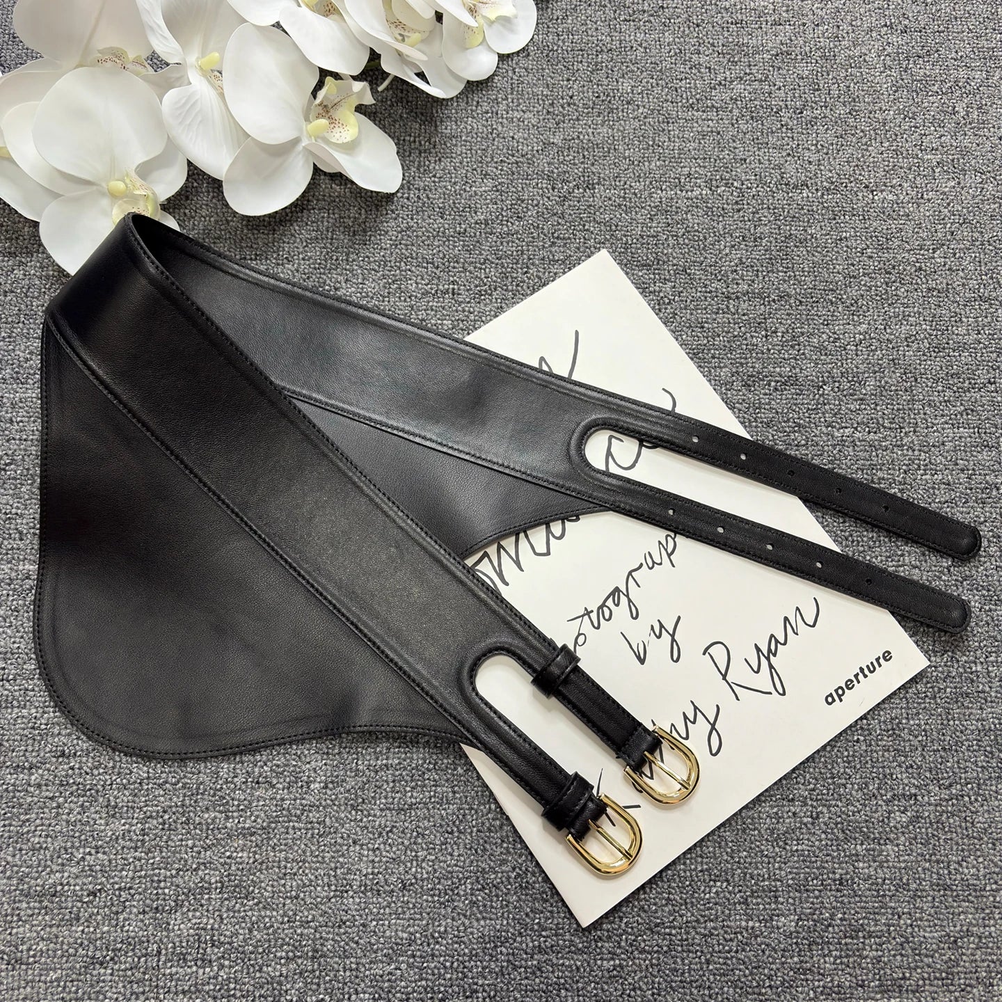 Double needle buckle super wide waist belt in soft sheepskin