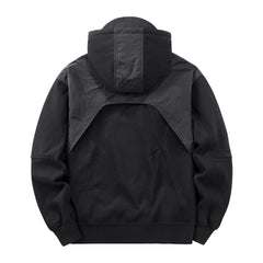Men's Techwear Fake Two-Piece Hoodie 2025 Autum Harajuku Tactical Functional  Pullover Streetwear Hooded Sweatshirt Tops Black