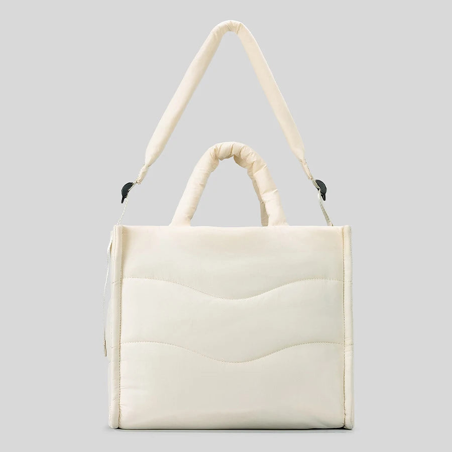 Puffer quilted oversized tote in nylon for winter