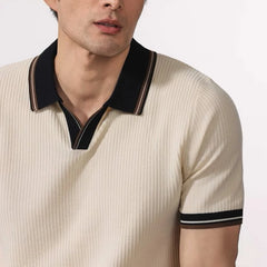 Summer Short Sleeve Knitted Polo Shirt Men Business Casual Fashion Vintage Commute Sweater T-shirt Tops Tshirt