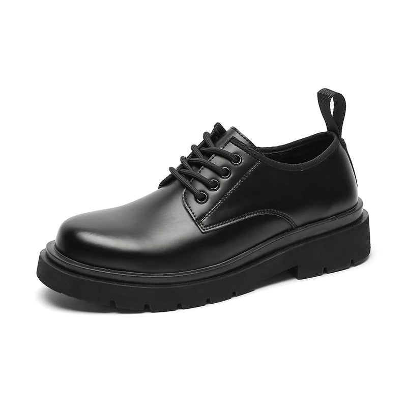 Men Luxury Harajuku Korean Style Streetwear Casual Thick Platform Leather Wedding Shoes Male Business Fashion Dress Leather Shoe