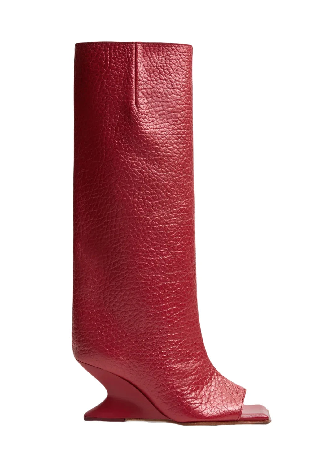 Square toe knee-high boot with high heel in stone pattern