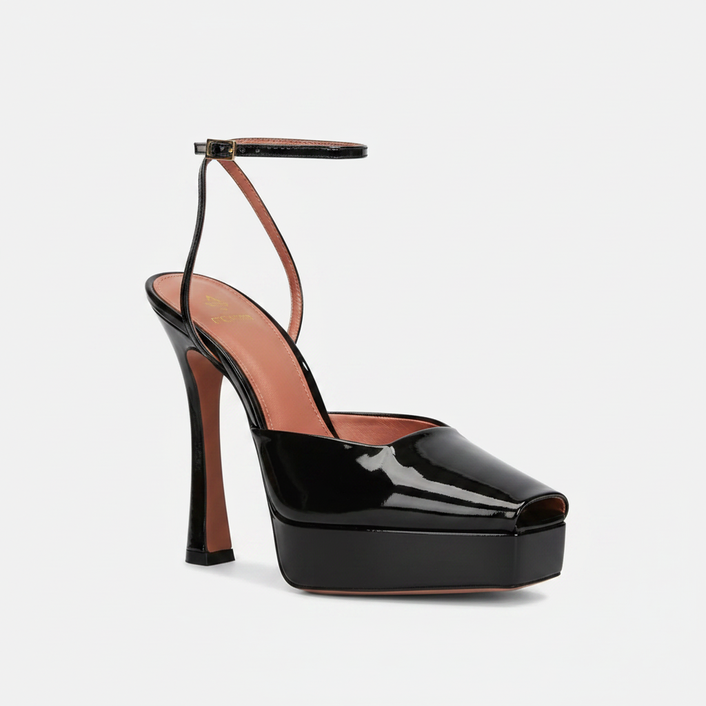 Black heel three-quarter front